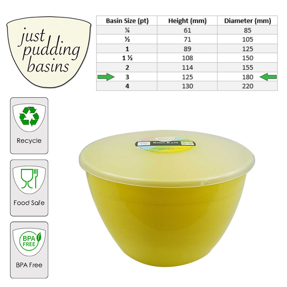 3 Pint Yellow Pudding Basins