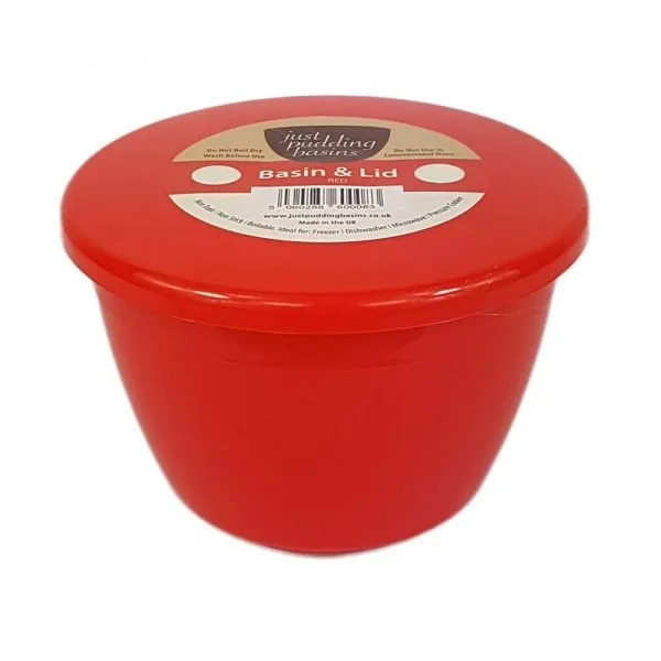 1/2 Pint - 280ml - Red Pudding Basin and Lid (6 Pack) - Image 3