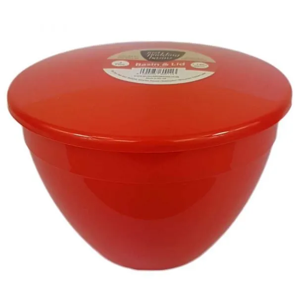 2 Pint - 1.14lt - Red Pudding Basin and Lid (3 Pack) - Image 3