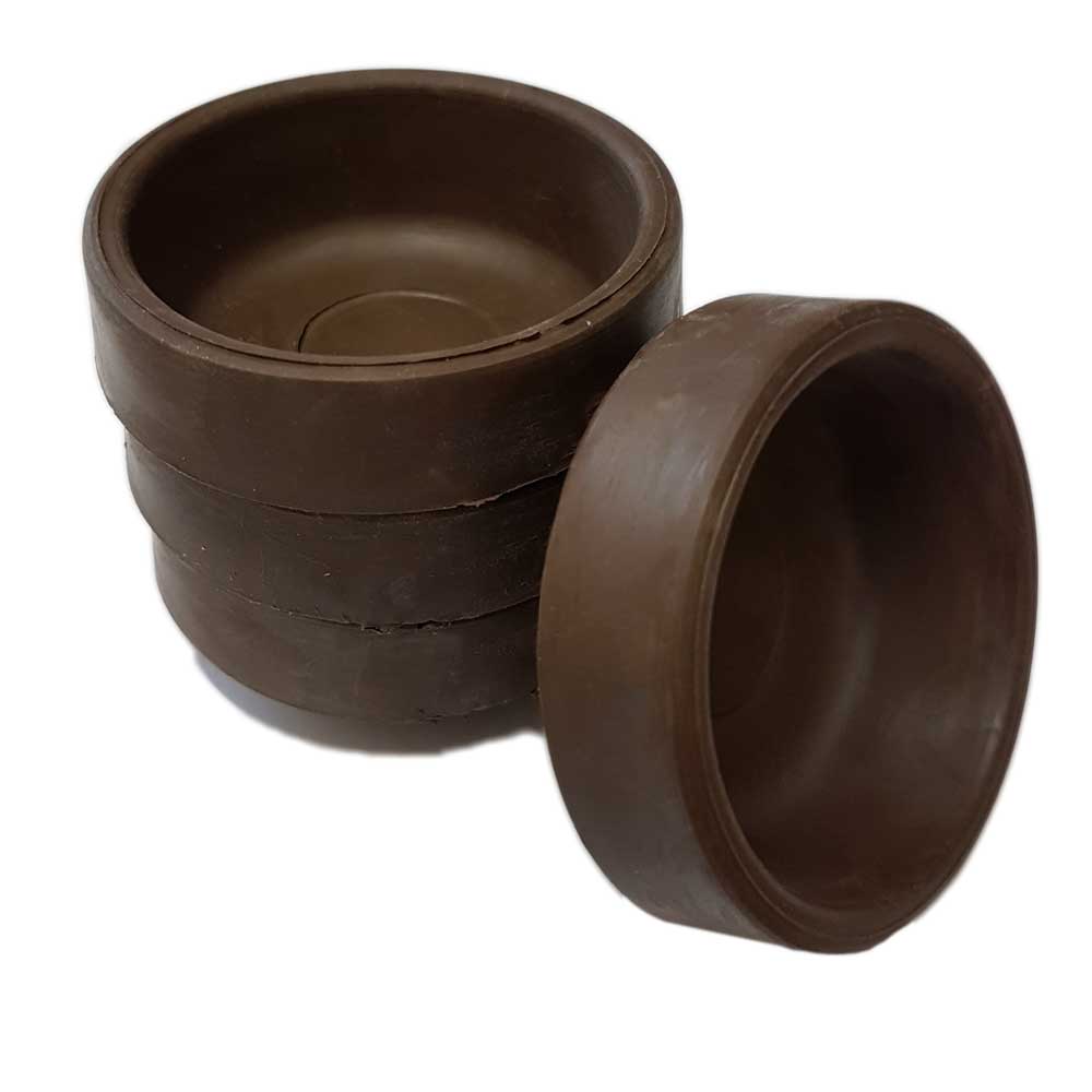 4 X Small Brown Plastic Castor Cups Floor Protector Carpet