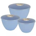 Blue Pudding Basins and Lids Trio Grande (Larger Sizes 3 Pack)