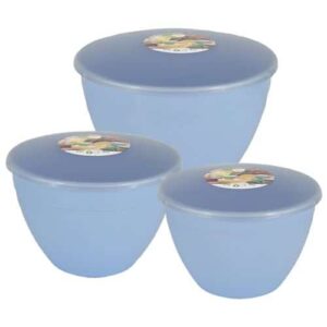 3 Blue Pudding Basins