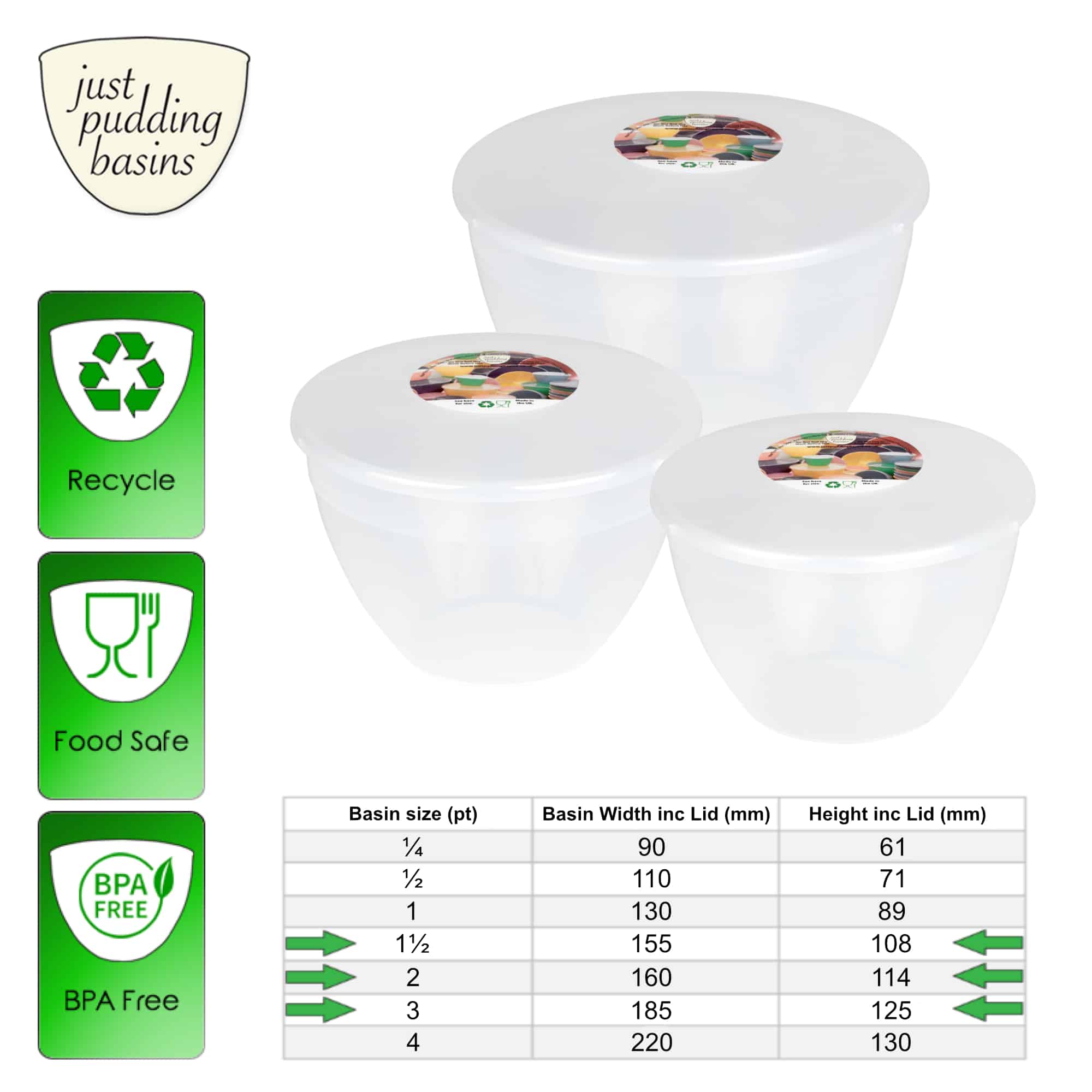 Just Pudding Basins Pack Of 3 Red Plastic Pudding Basin And