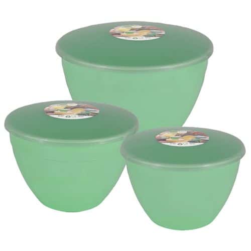 3 Green Pudding Basins