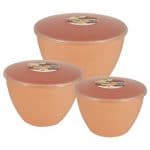 Peach Pudding Basins and Lids Trio Grande (Larger Sizes 3 Pack)