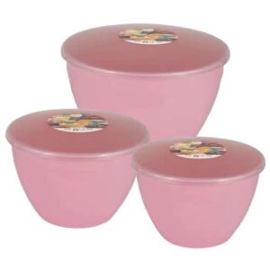 3 Pink Pudding Basins