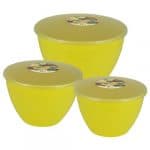 Yellow Pudding Basins and Lids Trio Grande (Larger Sizes 3 Pack)