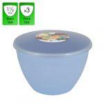 1.5 Pint - 850ml - Blue Pudding Basin and Lid (3 Pack)