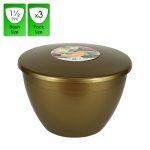 1.5 Pint - 850ml - Gold Pudding Basin and Lid (3 Pack)