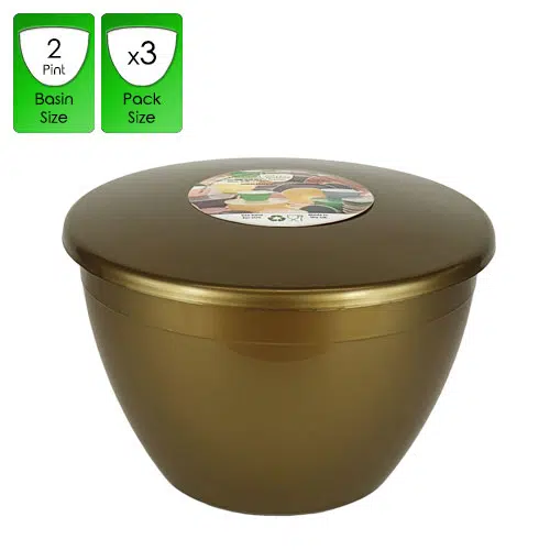 2 Pint Gold Pudding Basins with Lids