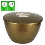 4 Pint - 2.27lt - Gold Pudding Basin and Lid (2 Pack)