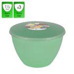 1.5 Pint - 850ml - Green Pudding Basin and Lid (3 Pack)