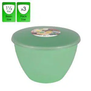 1.5 Pint Green Pudding Basins with Lids