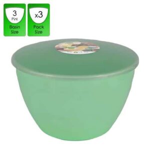 3 Pint Green Pudding Basins with Lids