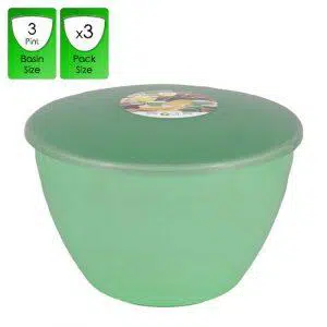 3 Pint Green Pudding Basins with Lids