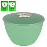 4 Pint - 2.27lt - Green Pudding Basin and Lid (2 Pack)