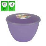 1.5 Pint - 850ml - Lilac Pudding Basin and Lid (3 Pack)