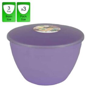 3 Pint Lilac Pudding Basins with Lids