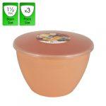 1.5 Pint - 850ml - Peach Pudding Basin and Lid (3 Pack)