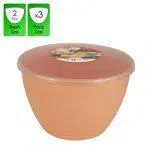 2 Pint - 1.14lt - Peach Pudding Basin and Lid (3 Pack)