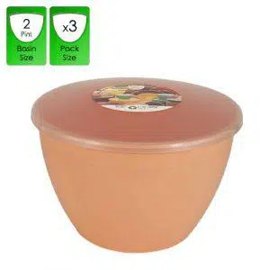 2 Pint Peach Pudding Basins with Lids