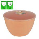 3 Pint - 1.7lt - Peach Pudding Basin and Lid (3 Pack)