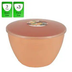 3 Pint Peach Pudding Basins with Lids