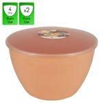 4 Pint - 2.27lt - Peach Pudding Basin and Lid (2 Pack)