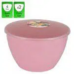 4 Pint - 2.27lt - Pink Pudding Basin and Lid (2 Pack)