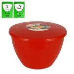 2 Pint - 1.14lt - Red Pudding Basin and Lid (3 Pack)