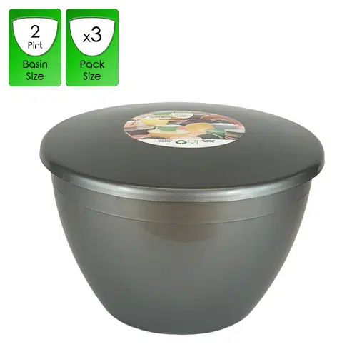 2 Pint Silver Pudding Basins with Lids