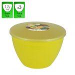 1.5 Pint - 850ml - Yellow Pudding Basin and Lid (3 Pack)