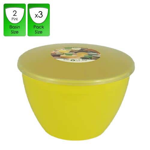 2 Pint Yellow Pudding Basins with Lids