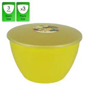 3 Pint Yellow Pudding Basins with Lids