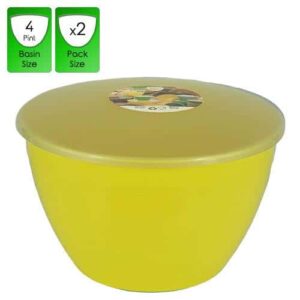 4 Pint Yellow Pudding Basins with Lids