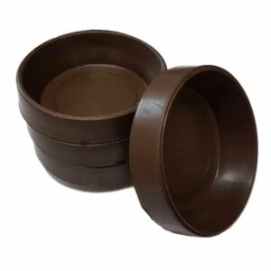 Brown Rubber Castor Cups Protect Wooden, Laminate, Tiled Floors and Carpets from Wheel Damage and Scratches Caused by Chair, Bed, Sofa and Table LegsSize Small (Internal 45mm)Size Large (Internal 60mm)