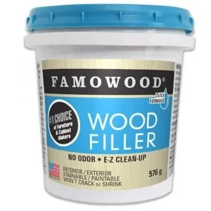 Famowood Latex Wood Filler Golden Oak | Other colours/shades can be found by clicking here.INSTRUCTIONS FOR SAFE USEFollow these step-by-step directions when using FAMOWOOD Latex Wood Filler:1. For best adhesion, cracks or defects should be clean and dry.2. Press firmly into defect by hand or putty knife.3. A thin film will dry within minutes. Lower temperatures require longer drying periods.4.When dry, sand flush with surrounding surfaces.5. Surfaces may be painted, varnished, lacquered, waxed, or shellacked, after FAMOWOOD application.6. FAMOWOOD can be drilled, nailed, planed, or sawed like ordinary wood.7. Clean tools, while still wet, with water or soap and water. If the product has dried on tools, use chlorinated solvent or steam.8. Close container after each use.