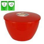 3 Pint - 1.7lt - Red Pudding Basin and Lid (3 Pack)