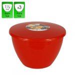 1.5 Pint - 850ml - Red Pudding Basin and Lid (3 Pack)