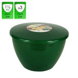 Emerald Green Pudding Basins with Lids 1.5 pint