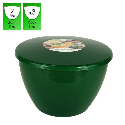 Emerald Green Pudding Basins with Lids 2 pint