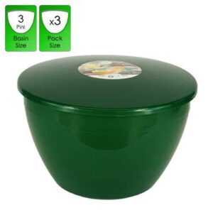 Emerald Green Pudding Basins with Lids 3 pint