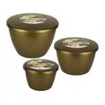 Trio Piccolo Gold Pudding Basins and Lids (Smaller Sizes 3 Pack)