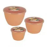 Trio Piccolo Peach Pudding Basins and Lids (Smaller Sizes 3 Pack)