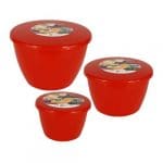 Trio Piccolo Red Pudding Basins and Lids (Smaller Sizes 3 Pack)