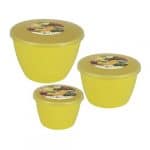 Trio Piccolo Yellow Pudding Basins and Lids (Smaller Sizes 3 Pack)